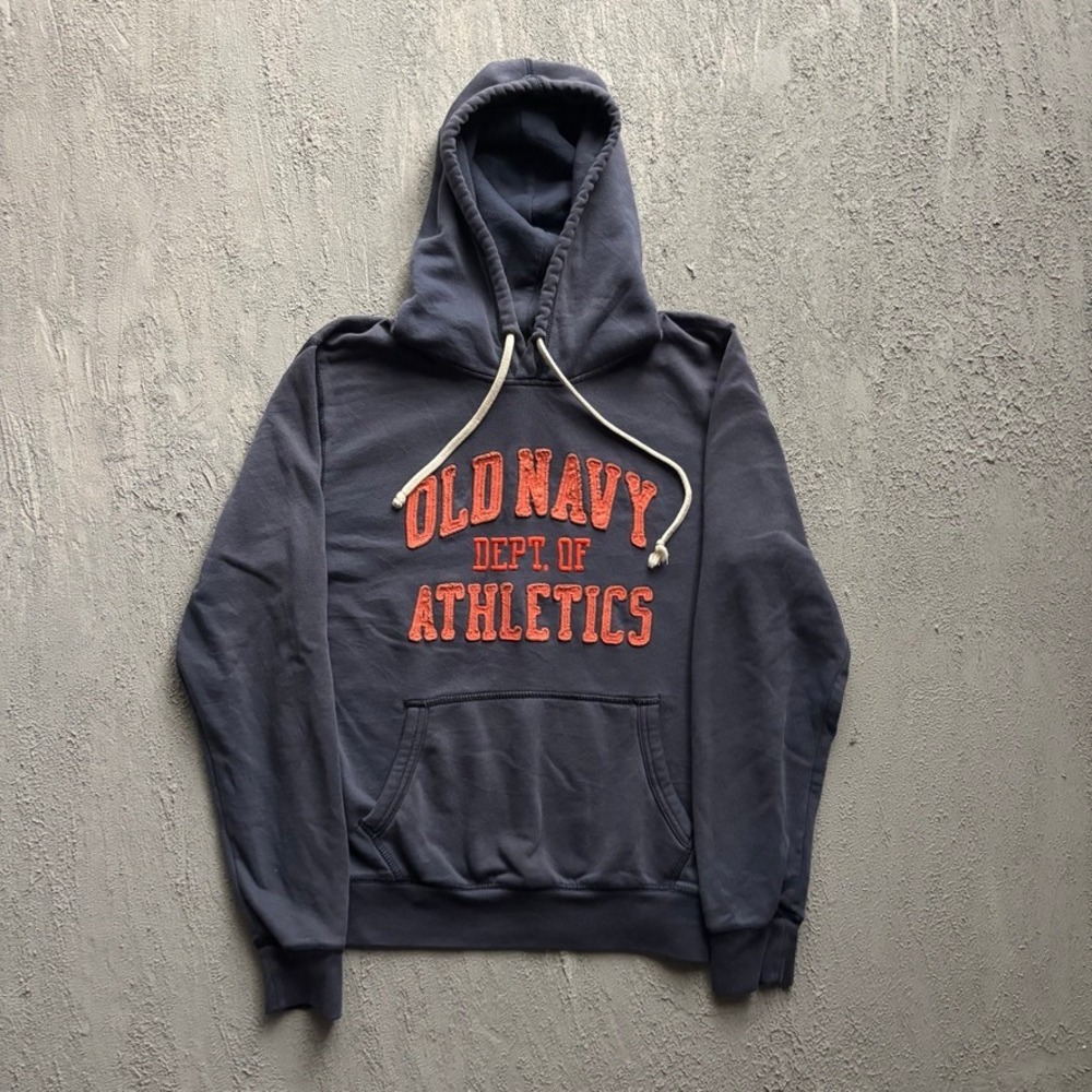 Vintage Old Navy Athletics Hoodie Men Small Navy Blue 2000s